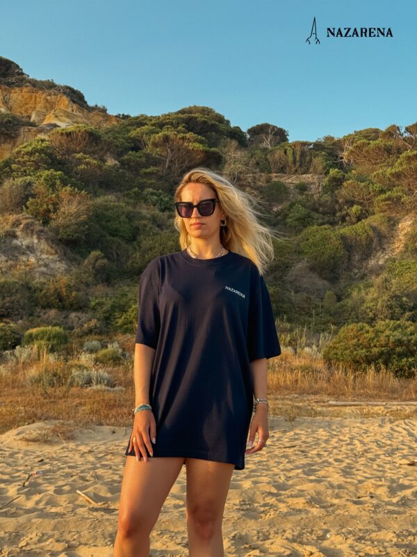 Camiseta Oversize Unisex Azul Marino Personalizable - Imagen 2